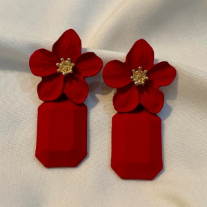 Red Flower Earings
